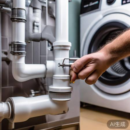 安装三通接头,连接PVC管。