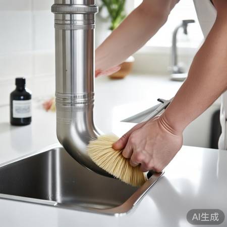 软刷清洁排水管,清水冲净。