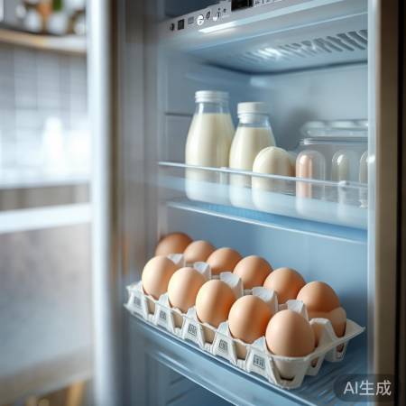 牛奶4度冷藏，鸡蛋5-7度鸡蛋