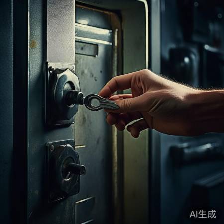 钥匙开启保险柜，传统保险。