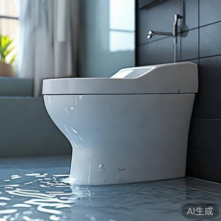 马桶冲水后边缘或地有水,可能倒