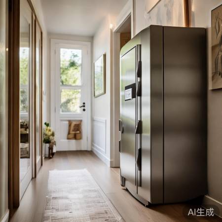 门口设保险柜,出入方便不挡道。