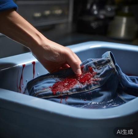血渍预处理:冷水泡洗衣液渗透