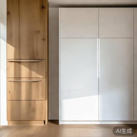 厨房收纳柜，简约白色或原木，个