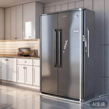 标准双门冰箱，适中尺寸，满足需