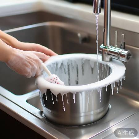 清洗洗涤桶,洗洁精抹布除污渍。