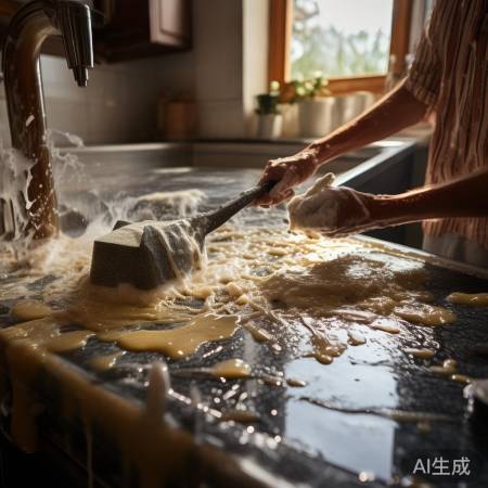 “灶台去油污:铲洗洁精,百洁布