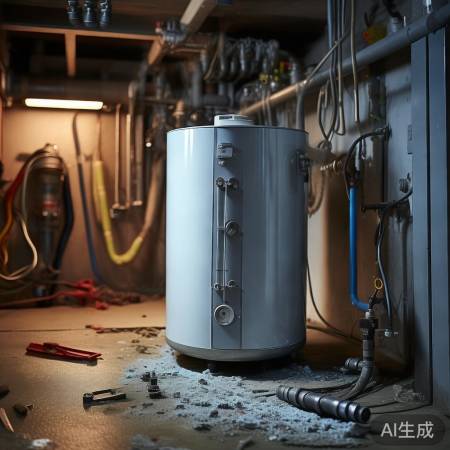 热水器安装不当，冷热接头歪斜。