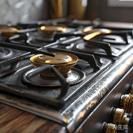 生铁燃气灶构造：炉头、燃烧器、