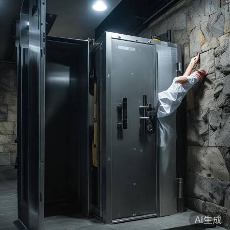 墙挂保险柜,水平调整检查。