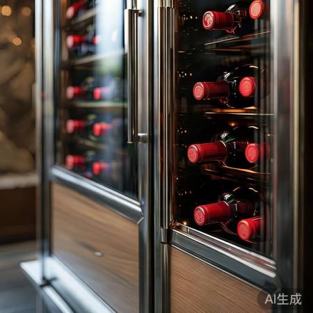 玻璃金属门红酒柜，木质石材餐边