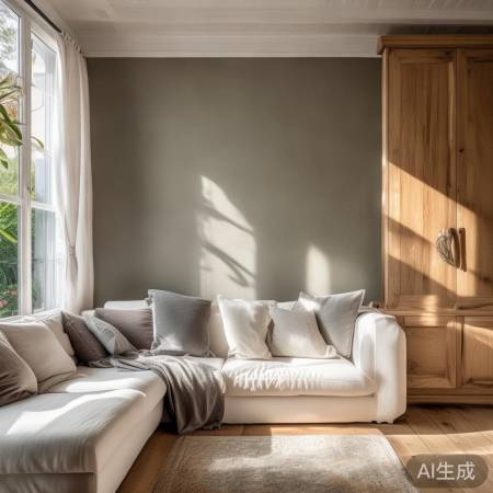 流行色彩：灰白原木，温馨自然。