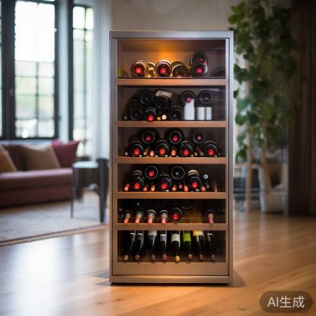 无玻璃红酒柜，通透空间感佳。