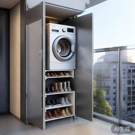阳台洗衣机鞋架,一物两用,空间