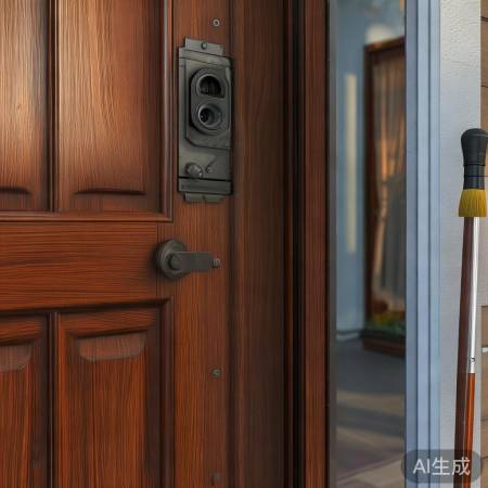 门上猫眼防窥视，门口扫帚防撬盗