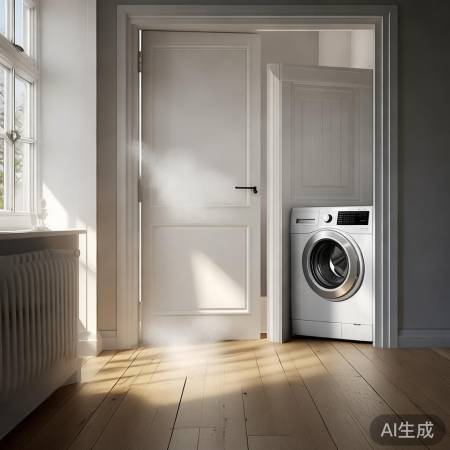 门对洗衣机，风水不利，易湿污。