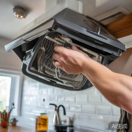 关闭电源，清洗油烟机内外。