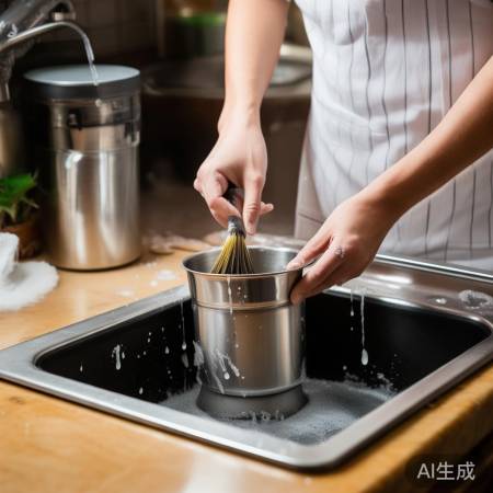 清洁油烟机集油杯,油污一刷净