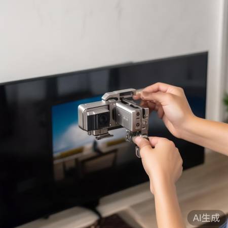 安装可调支架,固定电视背面。