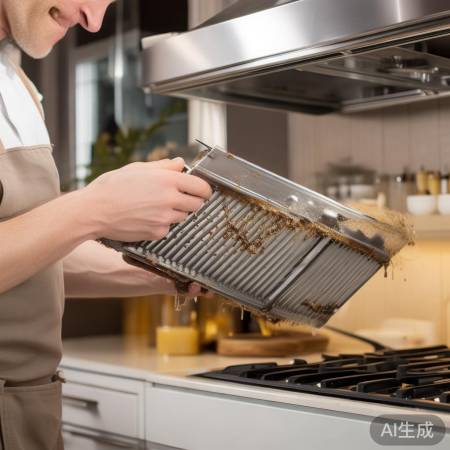 “自动清洗后，滤网温水清洗晾干