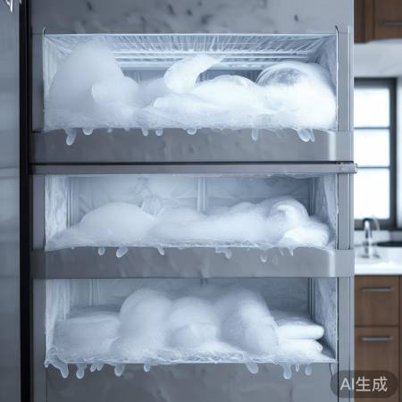 冰箱结霜过多，影响冷媒循环。