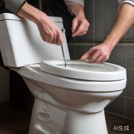 拆卸马桶盖，拧螺丝，取盖子。