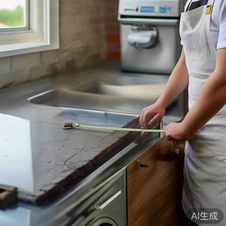 测量洗衣机旁空隙，确保岩板尺寸