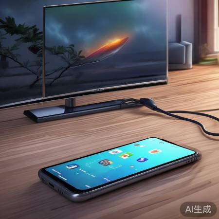 有线投屏，连接稳定，移动受限。