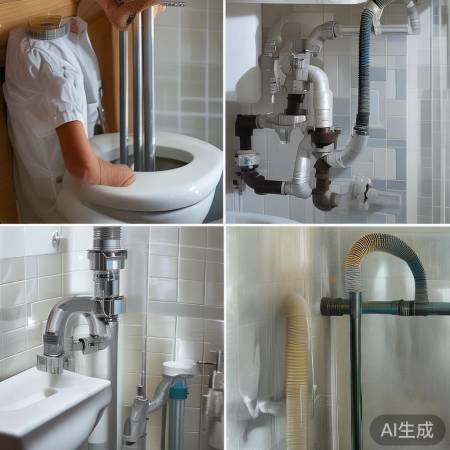 马桶管道连接，保持倾斜防堵塞